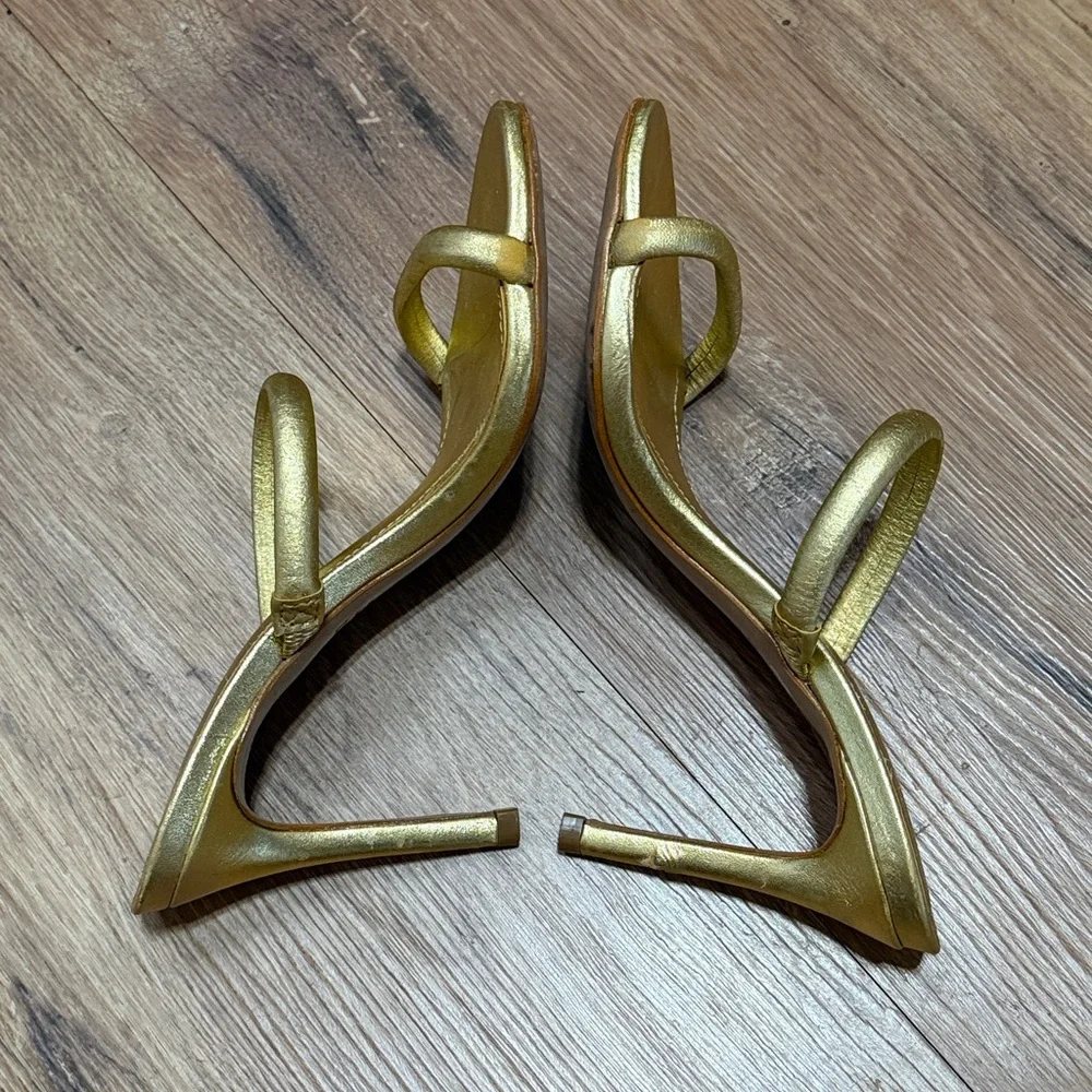 Schutz gold leather Taliah strappy sandals, size 6